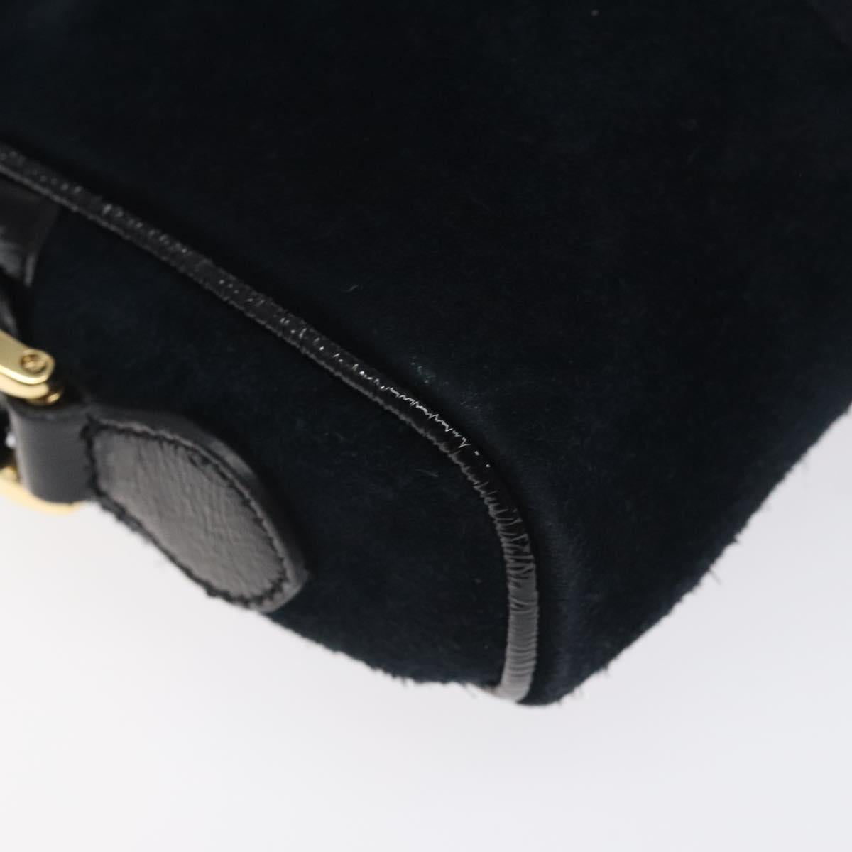 GUCCI Ofdea Sherry Line Shoulder Bag Suede Navy Gold 517350 Auth BA2925