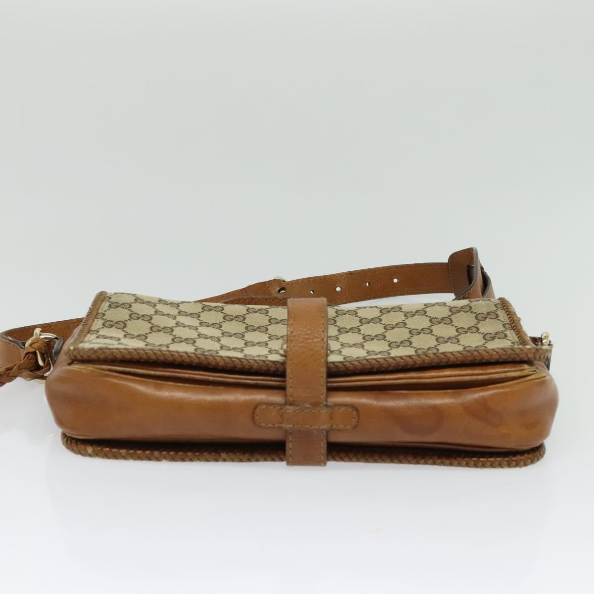 GUCCI GG Canvas Shoulder Bag Beige Gold 257024 Auth BA2928