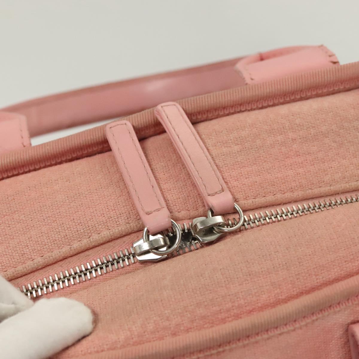 CHANEL Hand Bag Canvas Leather 2way Pink Silver CC Auth BA2930