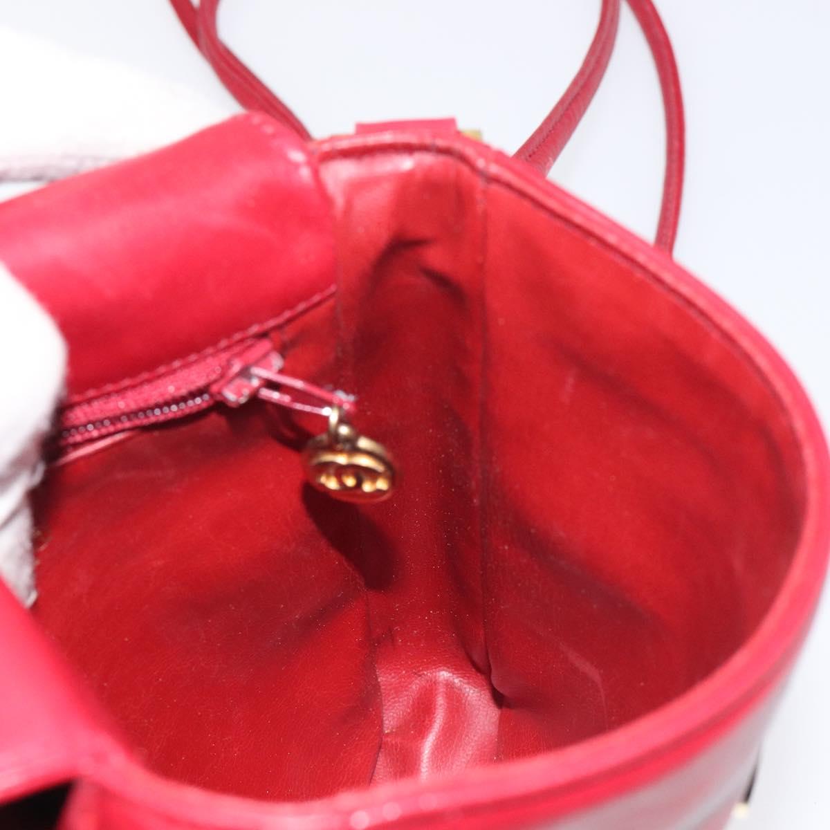 CHANEL COCO Mark Shoulder Bag Lamb Skin Red Gold CC Auth BA2939