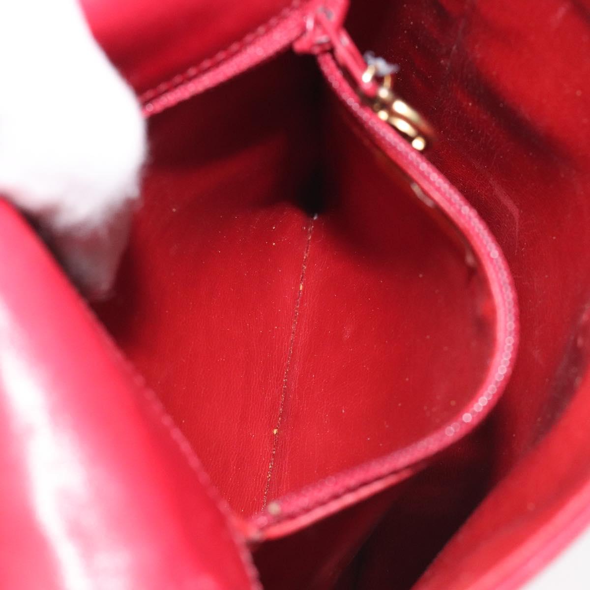 CHANEL COCO Mark Shoulder Bag Lamb Skin Red Gold CC Auth BA2939