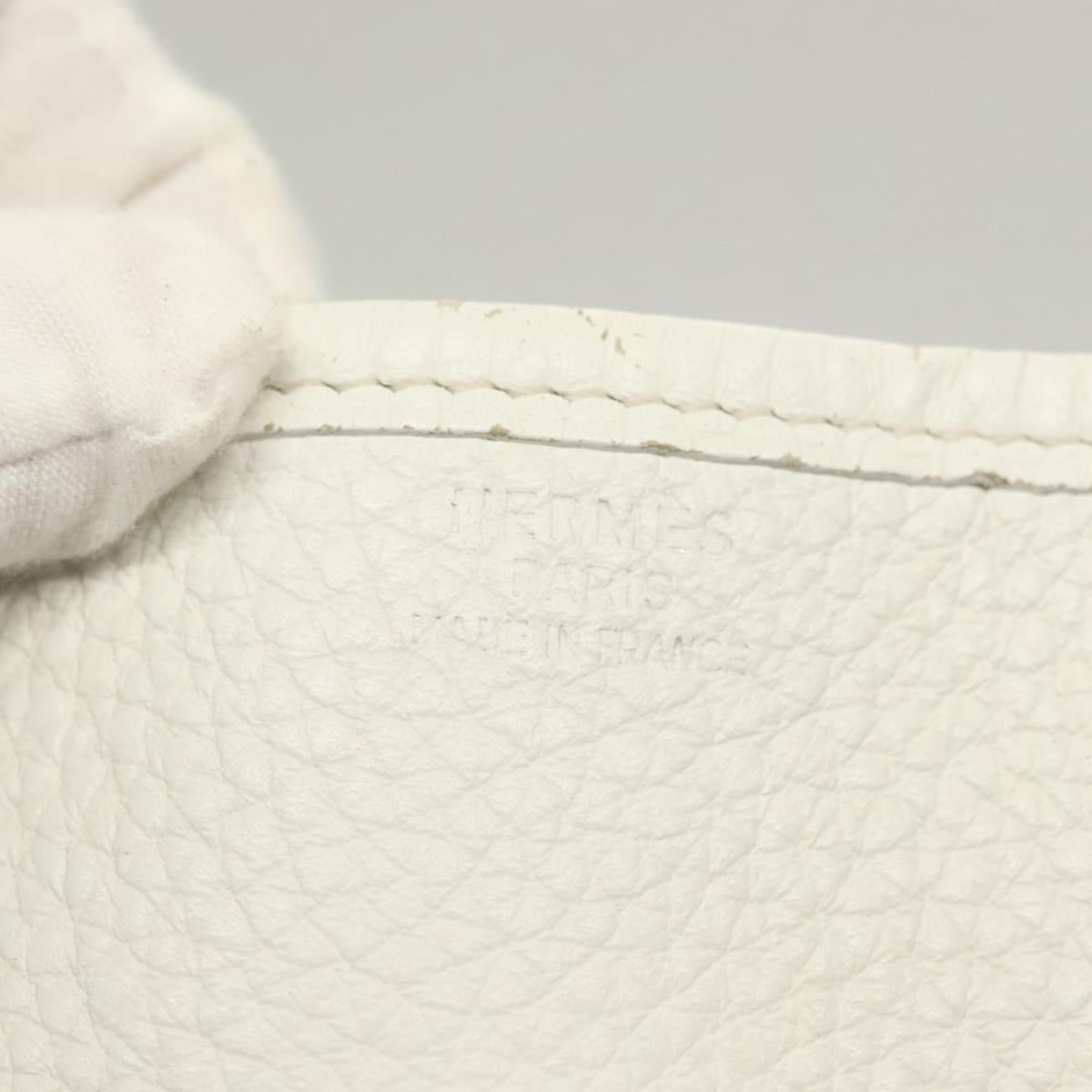 HERMES Evelyn 1 GM Shoulder Bag Togo leather White Auth BA2943