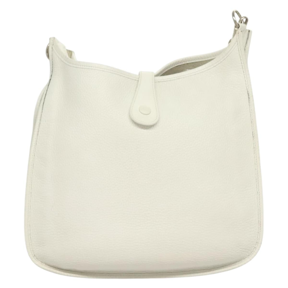 HERMES Evelyn 1 GM Shoulder Bag Togo leather White Auth BA2943