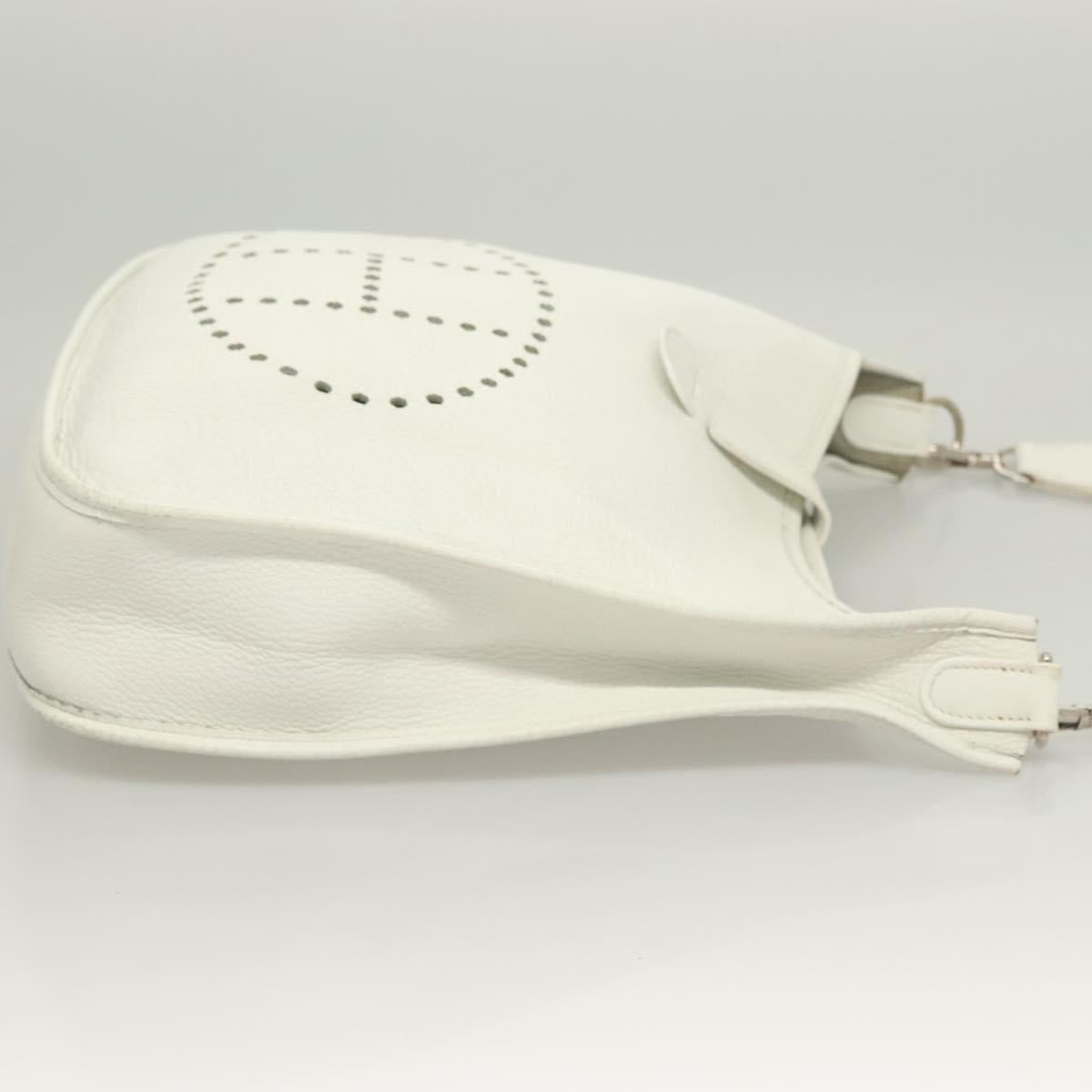 HERMES Evelyn 1 GM Shoulder Bag Togo leather White Auth BA2943SAM
