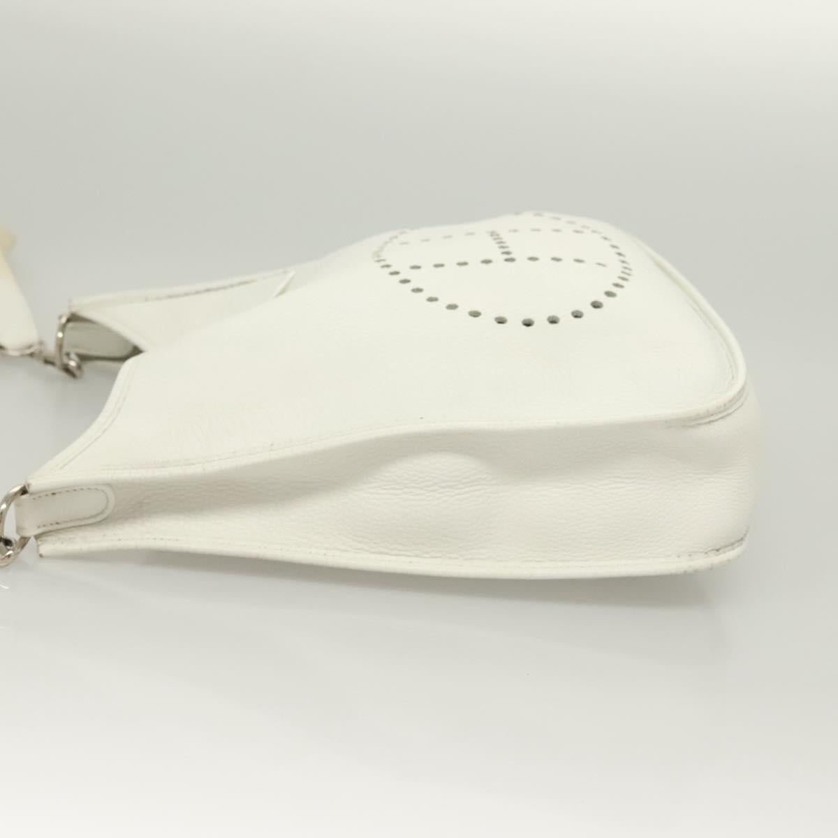 HERMES Evelyn 1 GM Shoulder Bag Togo leather White Auth BA2943SAM