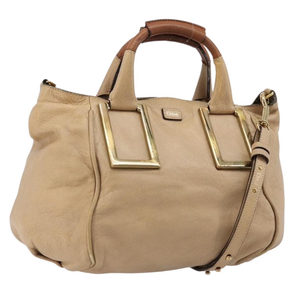 Chloe Etel Hand Bag Leather 2way Pink Gold Auth BA2946
