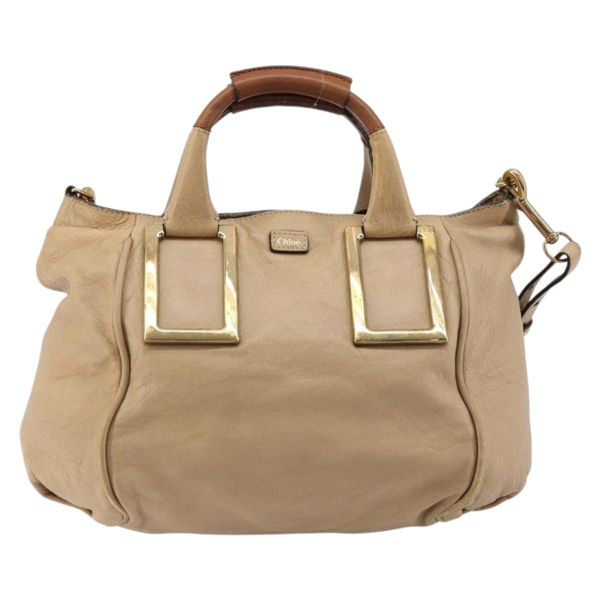 Chloe Etel Hand Bag Leather 2way Pink Gold Auth BA2946