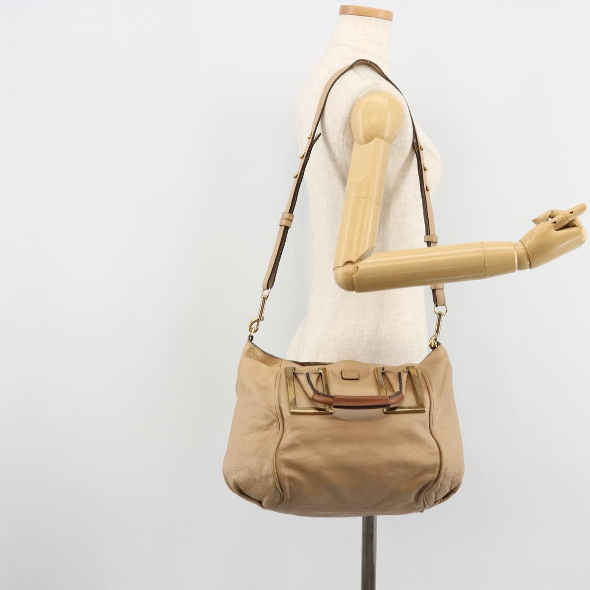 Chloe Etel Hand Bag Leather 2way Pink Gold Auth BA2946