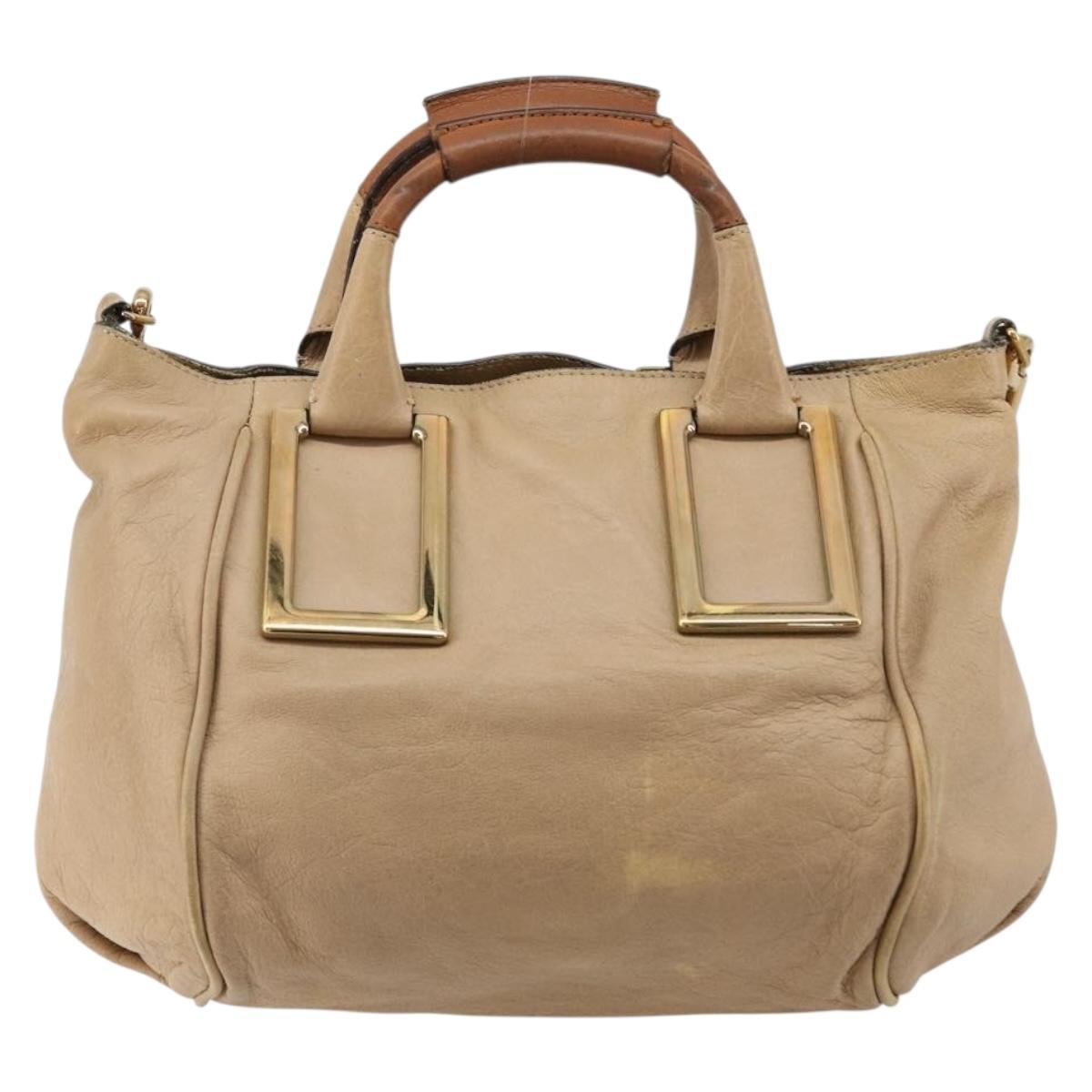 Chloe Etel Hand Bag Leather 2way Pink Gold Auth BA2946