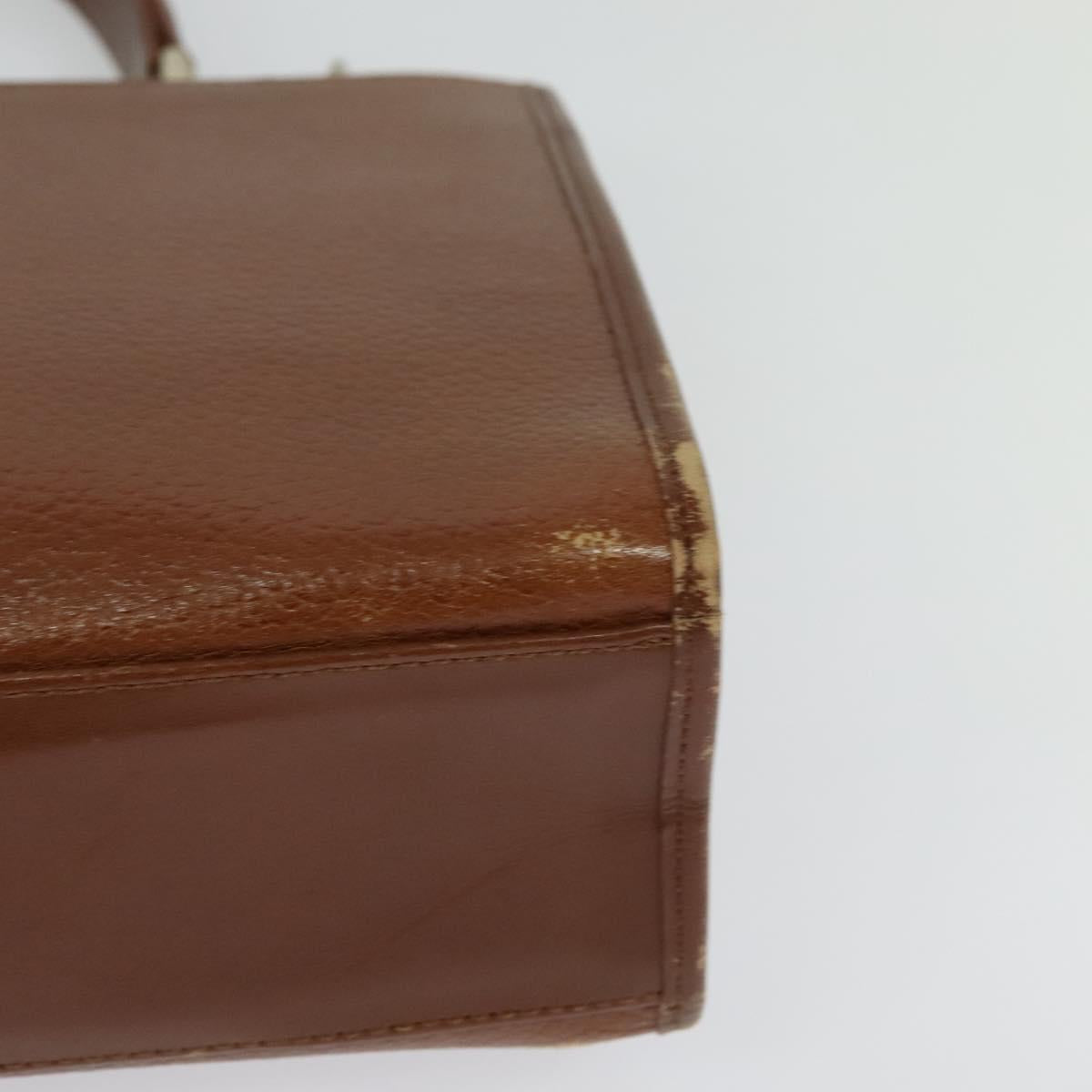 Burberrys Hand Bag Leather 2way Brown Gold Auth BA2959