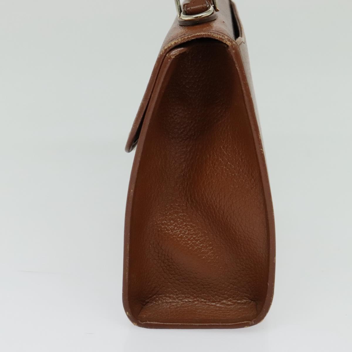Burberrys Hand Bag Leather 2way Brown Gold Auth BA2959