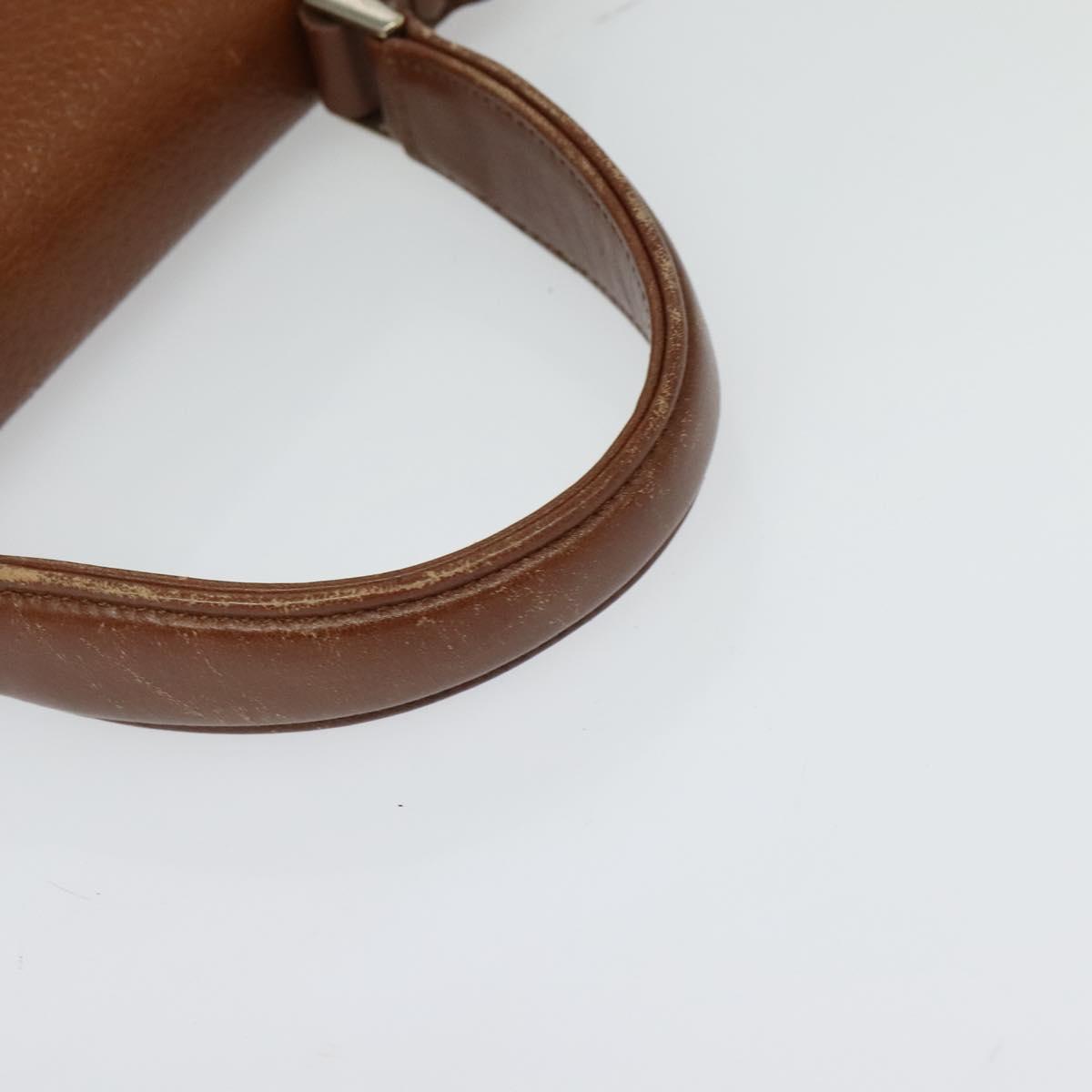 Burberrys Hand Bag Leather 2way Brown Gold Auth BA2959