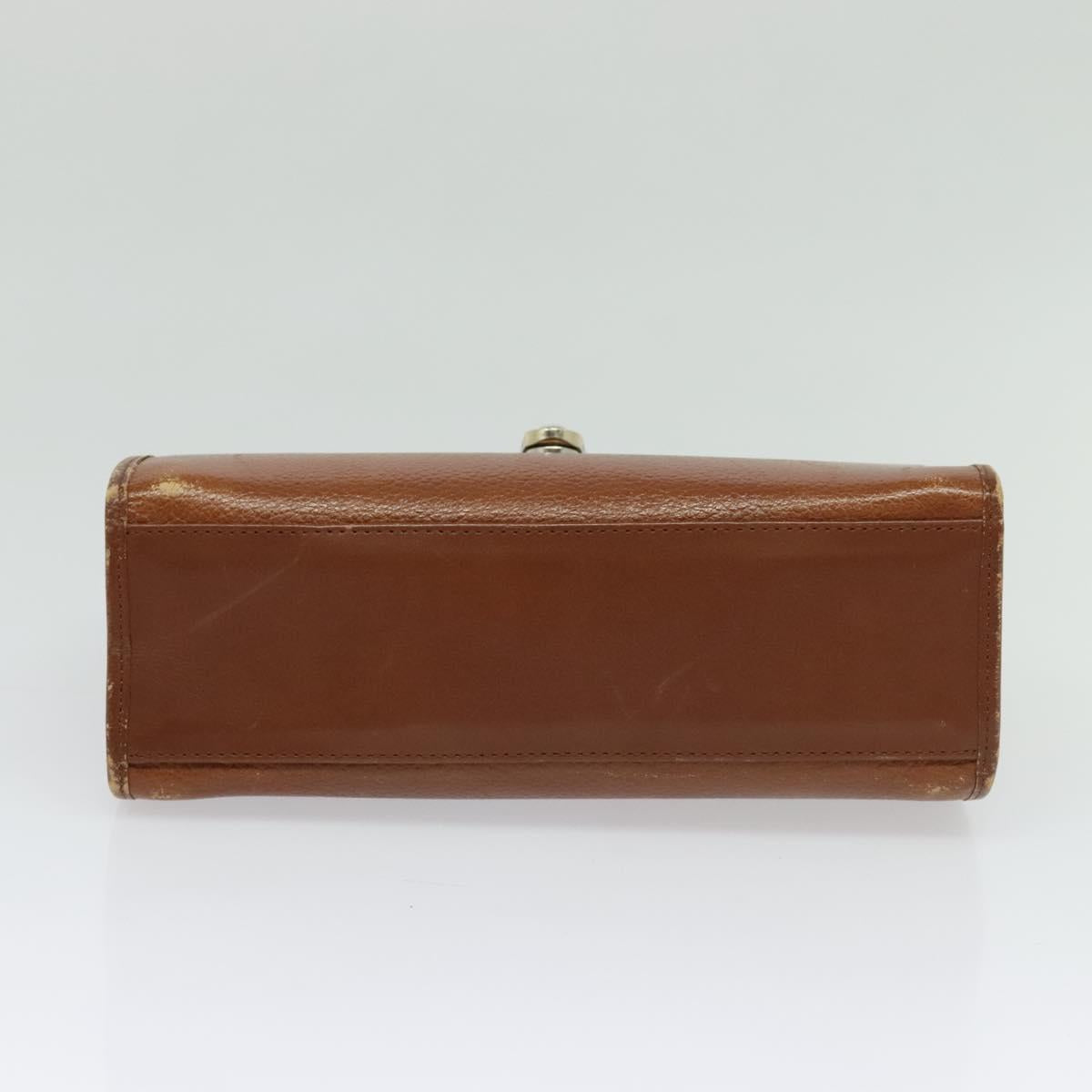Burberrys Hand Bag Leather 2way Brown Gold Auth BA2959