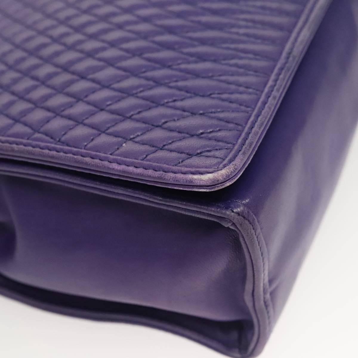 BALLY Quilted Shoulder Bag Leather Purple Gold Auth BA2961