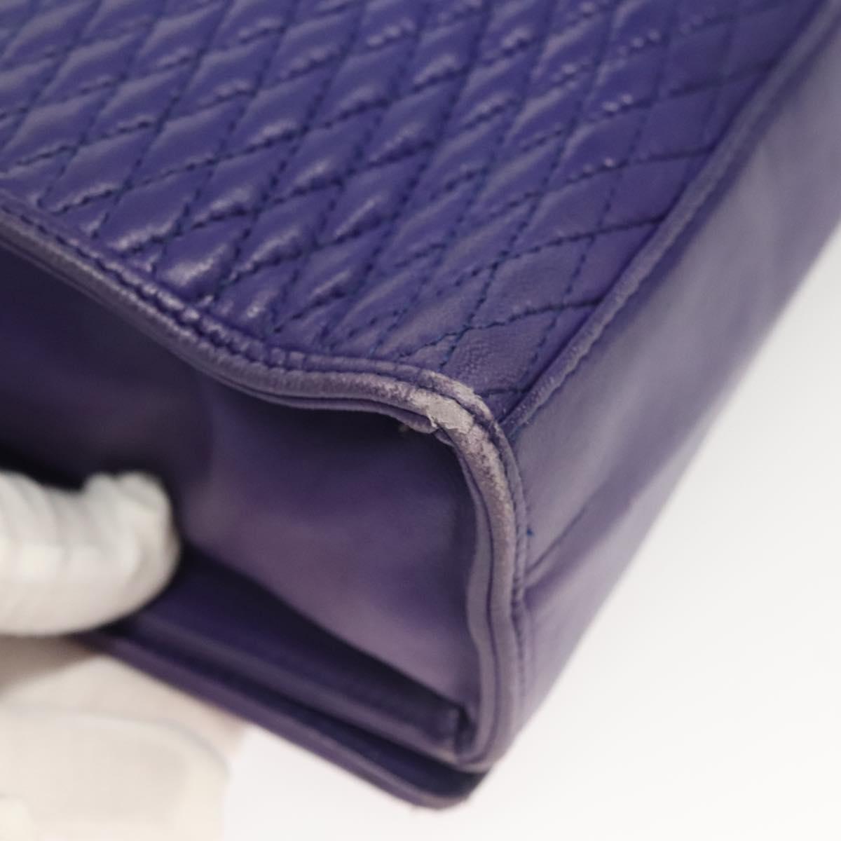 BALLY Quilted Shoulder Bag Leather Purple Gold Auth BA2961