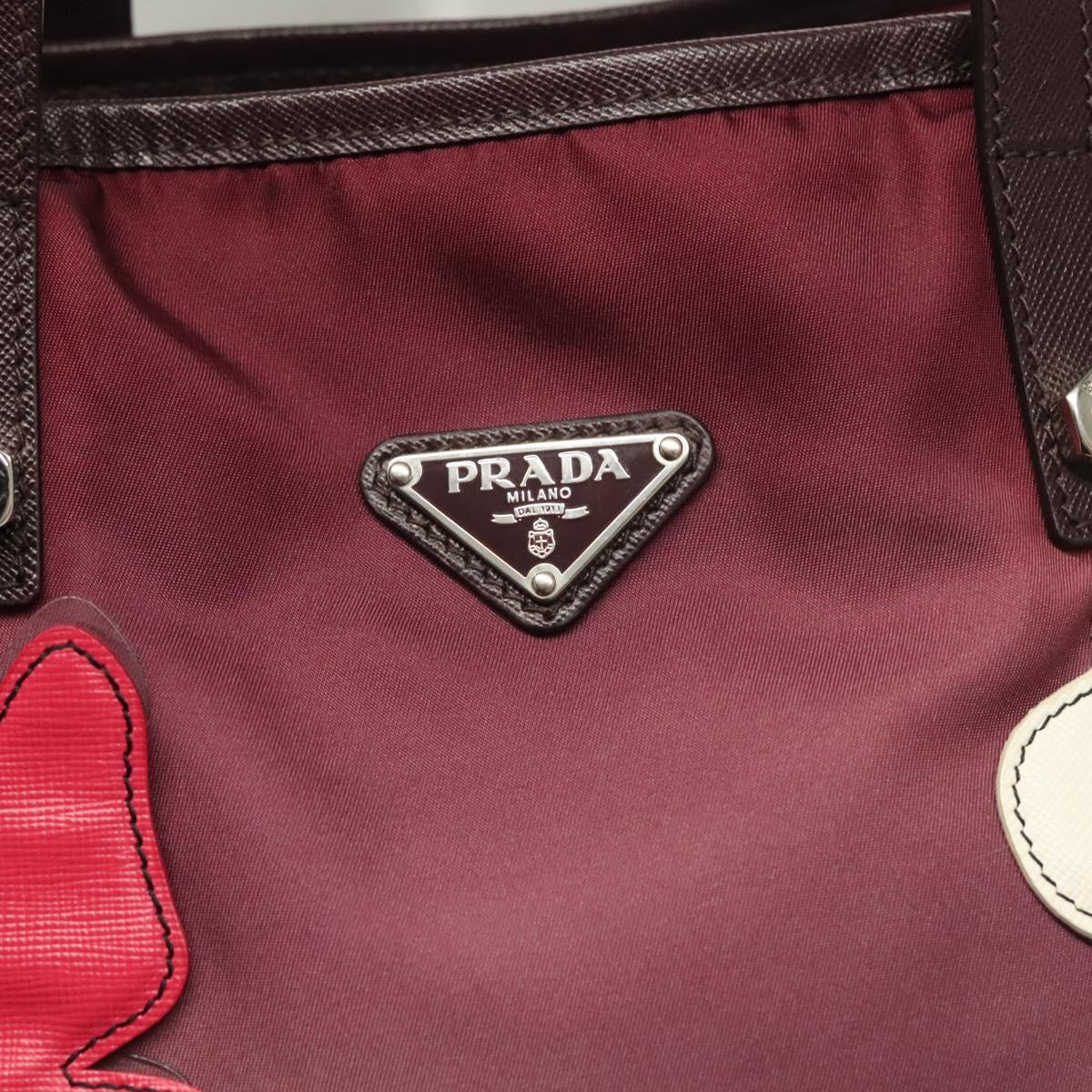 PRADA Flower Japan Limited Tote Bag Nylon Purple Auth BA2967