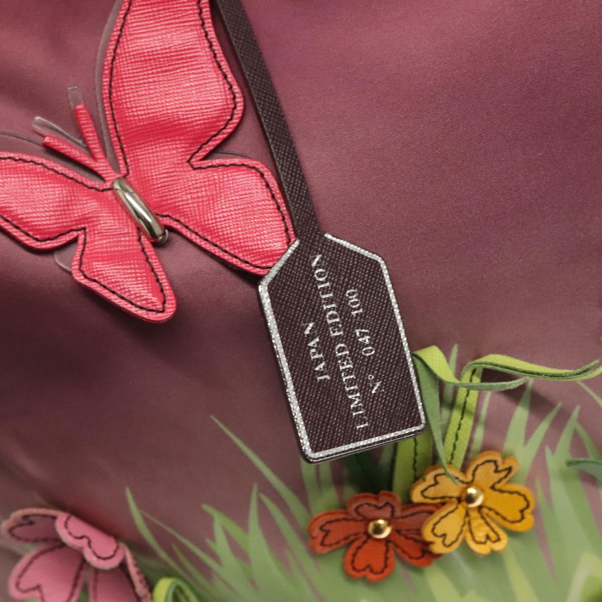 PRADA Flower Japan Limited Tote Bag Nylon Purple Auth BA2967