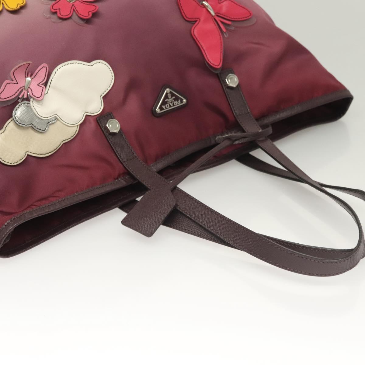 PRADA Flower Japan Limited Tote Bag Nylon Purple Auth BA2967