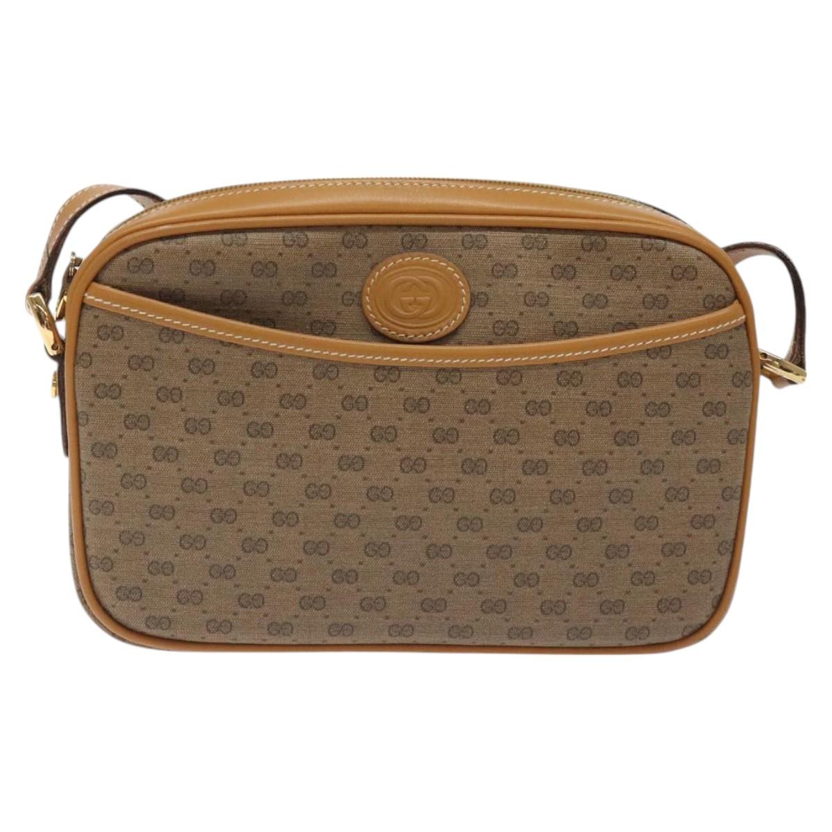 GUCCI Micro GG Supreme Shoulder Bag PVC Beige Gold 007 904 0095 Auth BA3014