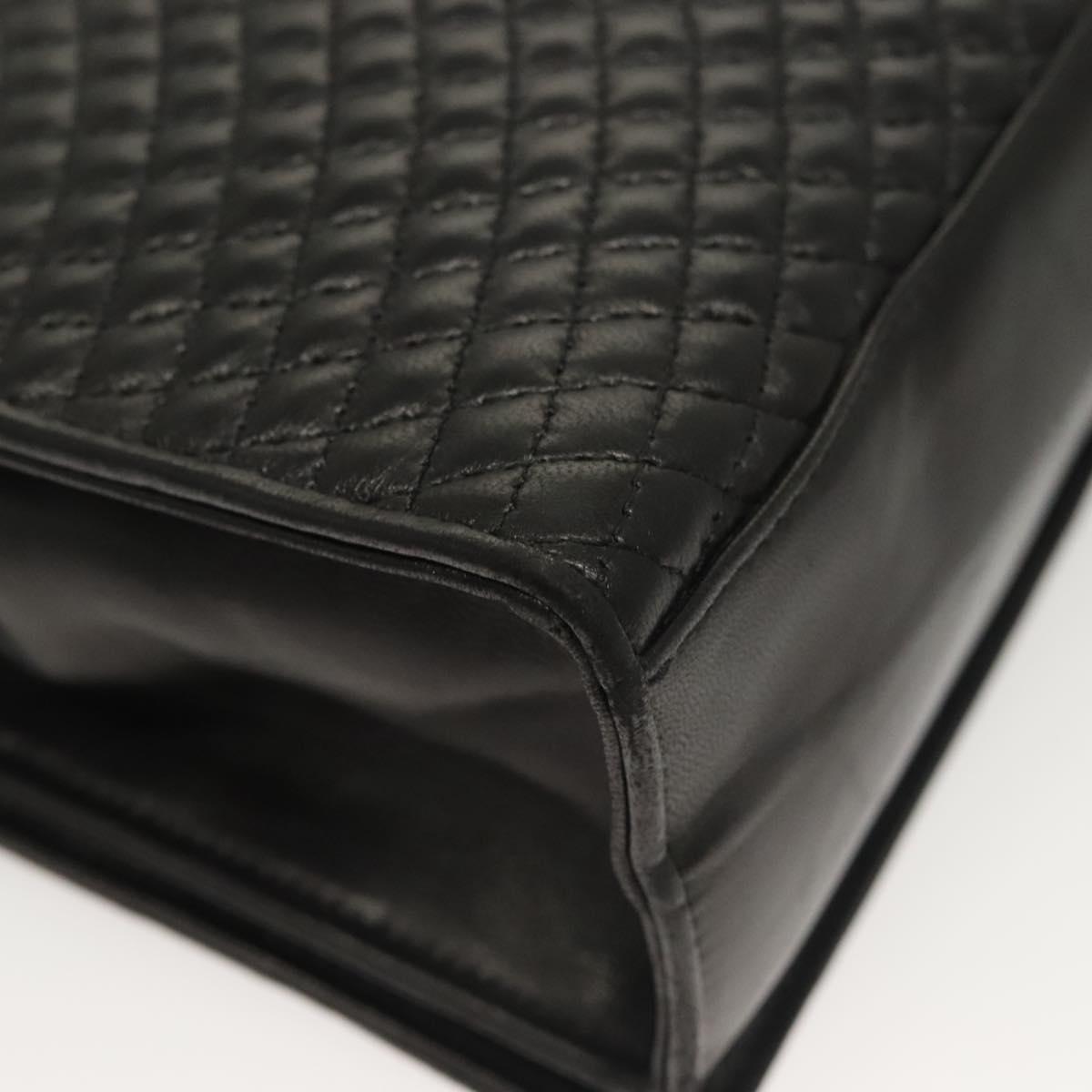 BALLY Chain Shoulder Bag Leather Black Gold Auth BA3019