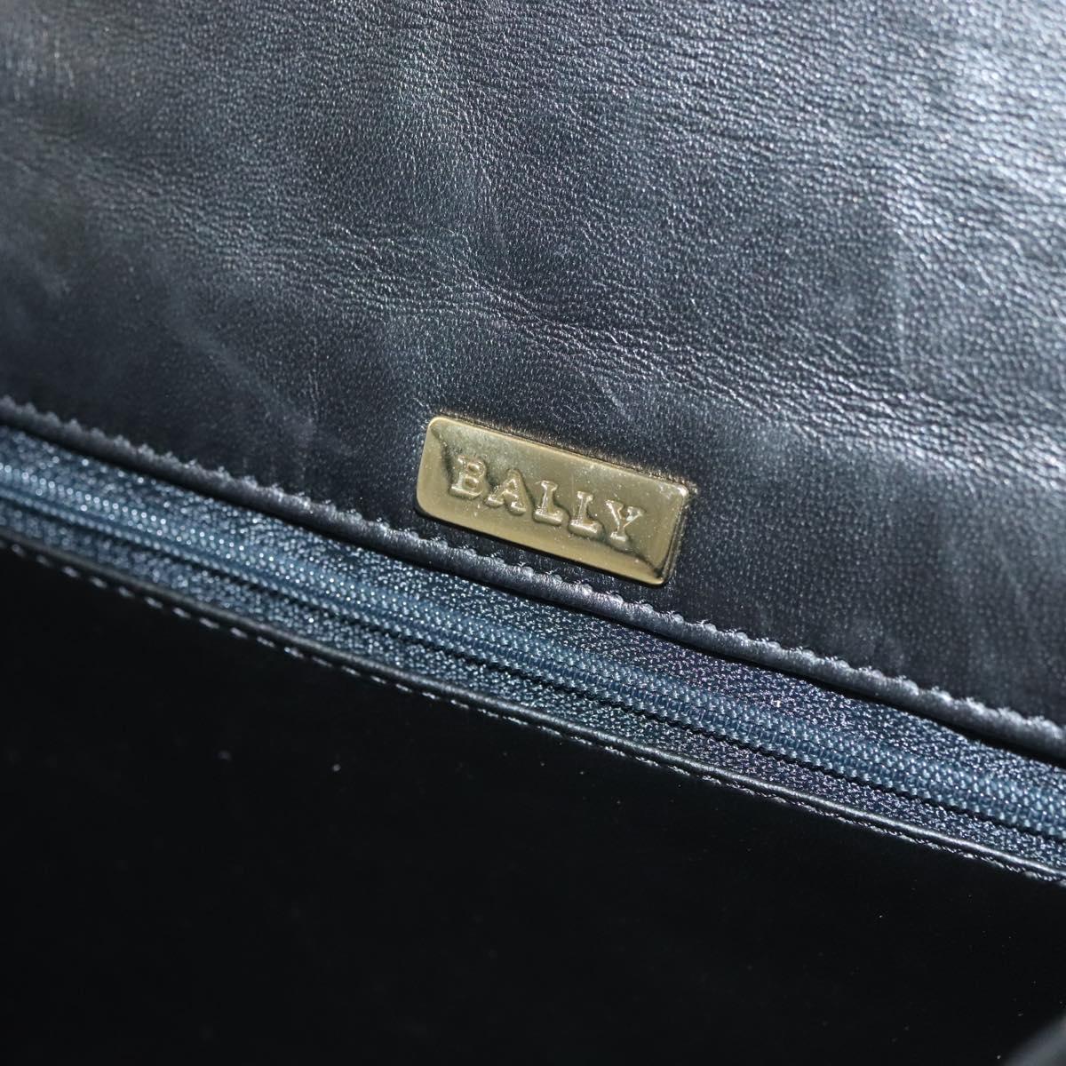 BALLY Chain Shoulder Bag Leather Black Gold Auth BA3019