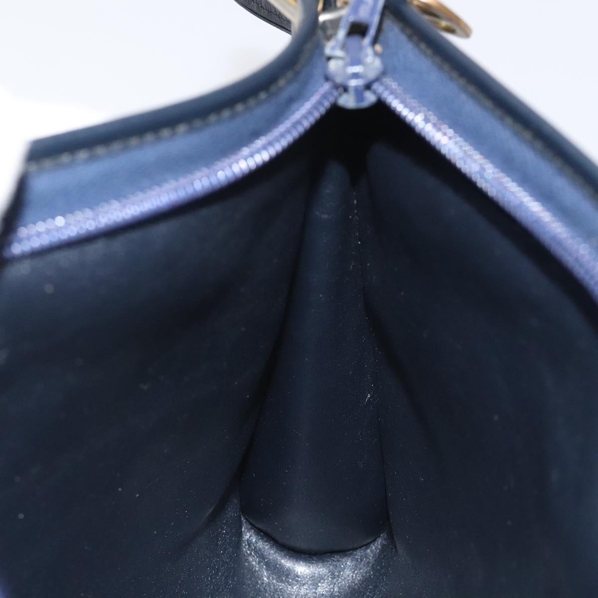 Christian Dior Trotter Canvas Shoulder Bag Navy Gold Auth BA3029