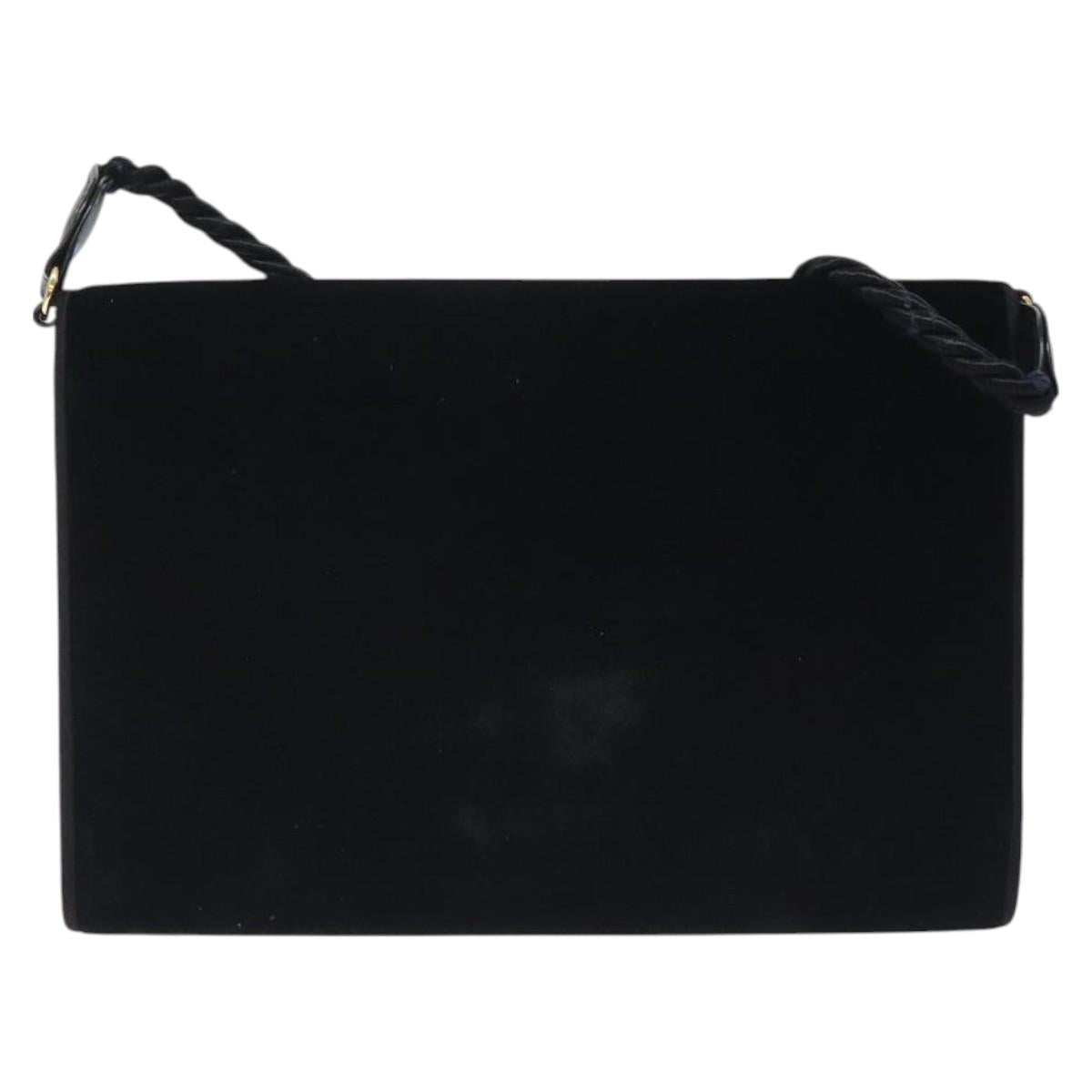 GUCCI Shoulder Bag Velor Black Gold Auth BA3030