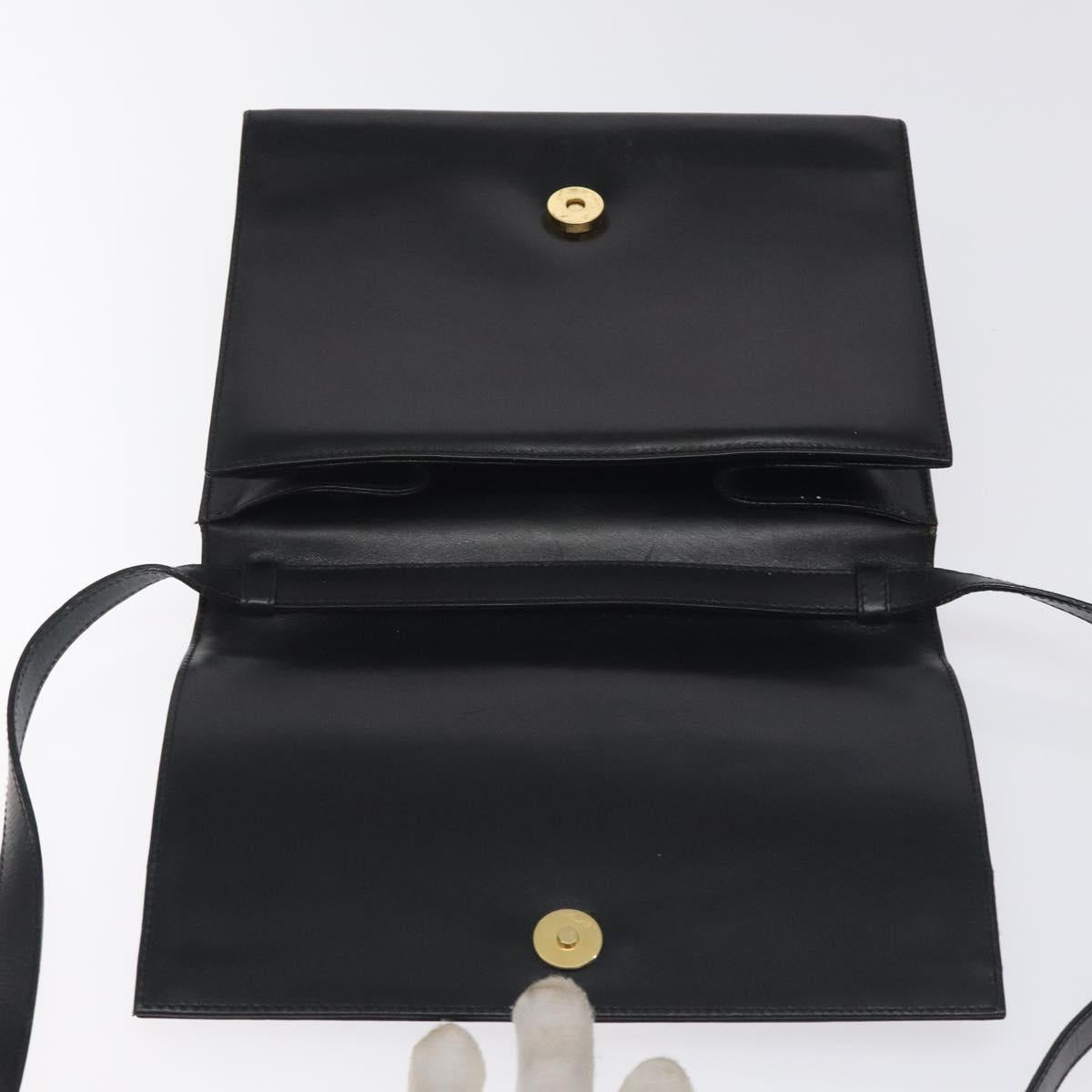 Salvatore Ferragamo Vala Shoulder Bag Leather Black Gold Auth BA3031