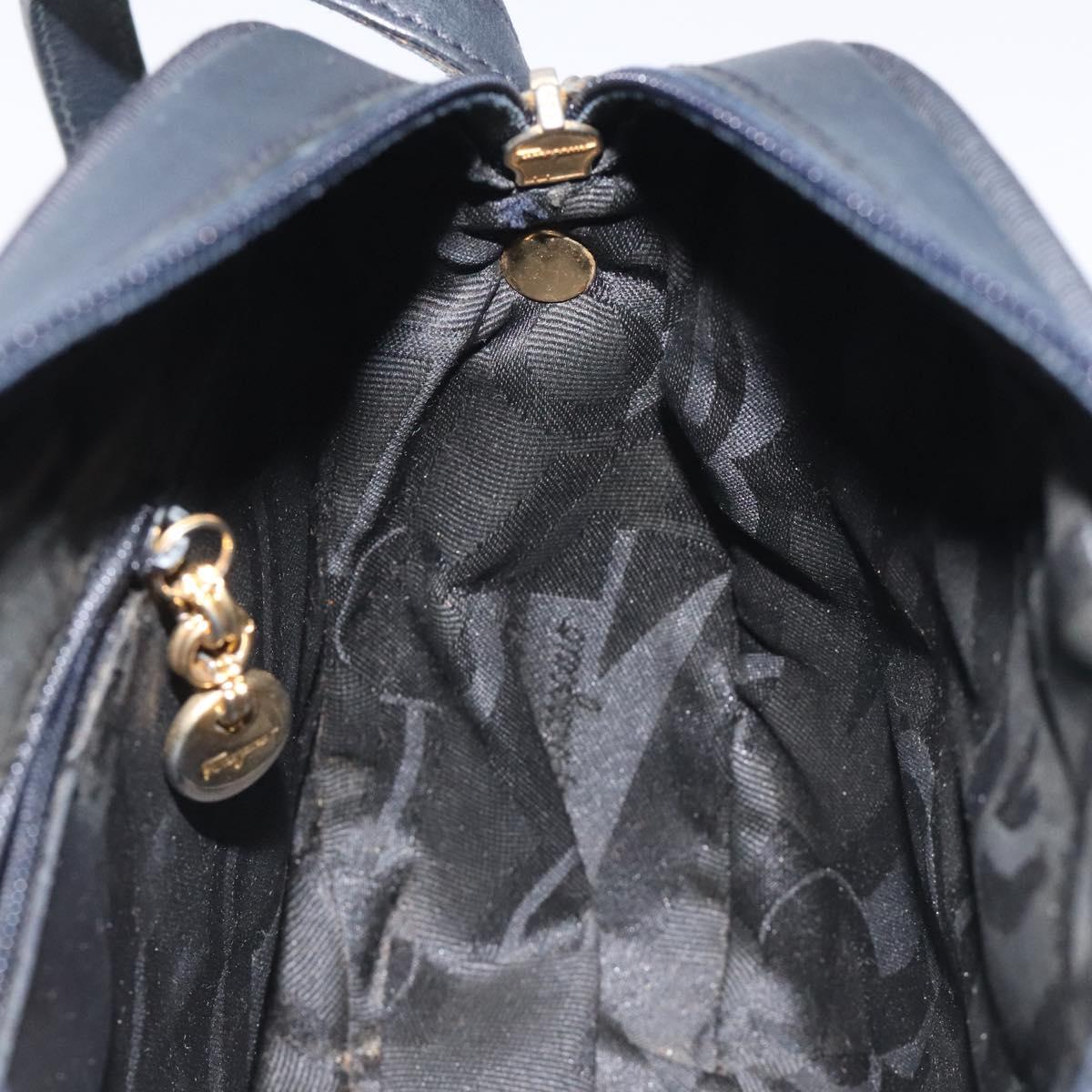 Salvatore Ferragamo Vala Shoulder Bag Leather Navy Gold Auth BA3032
