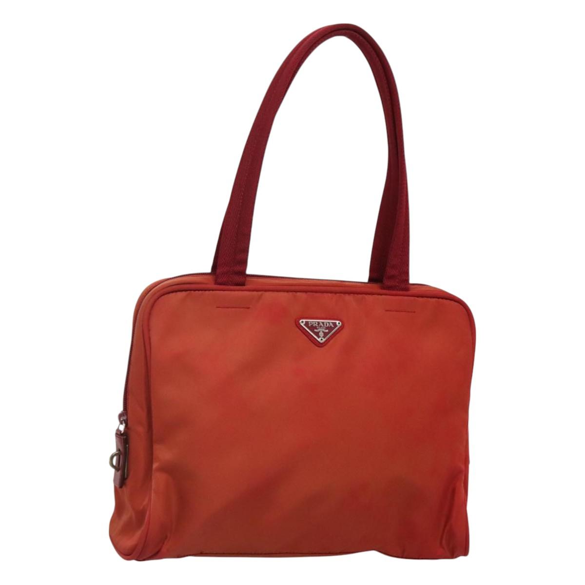 PRADA Hand Bag Nylon Red Auth BA3040
