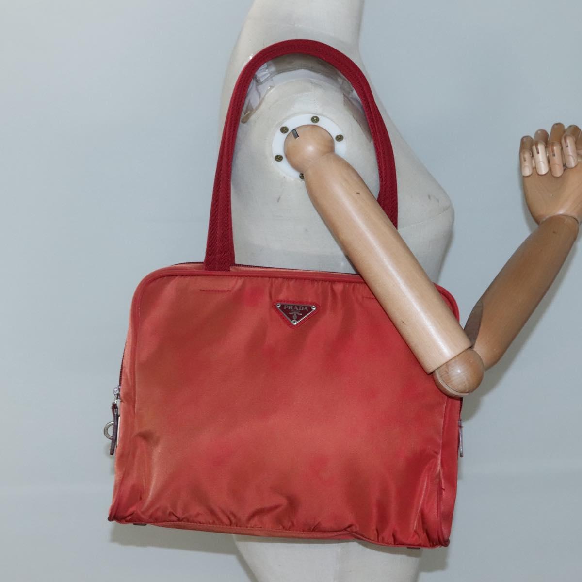 PRADA Hand Bag Nylon Red Auth BA3040