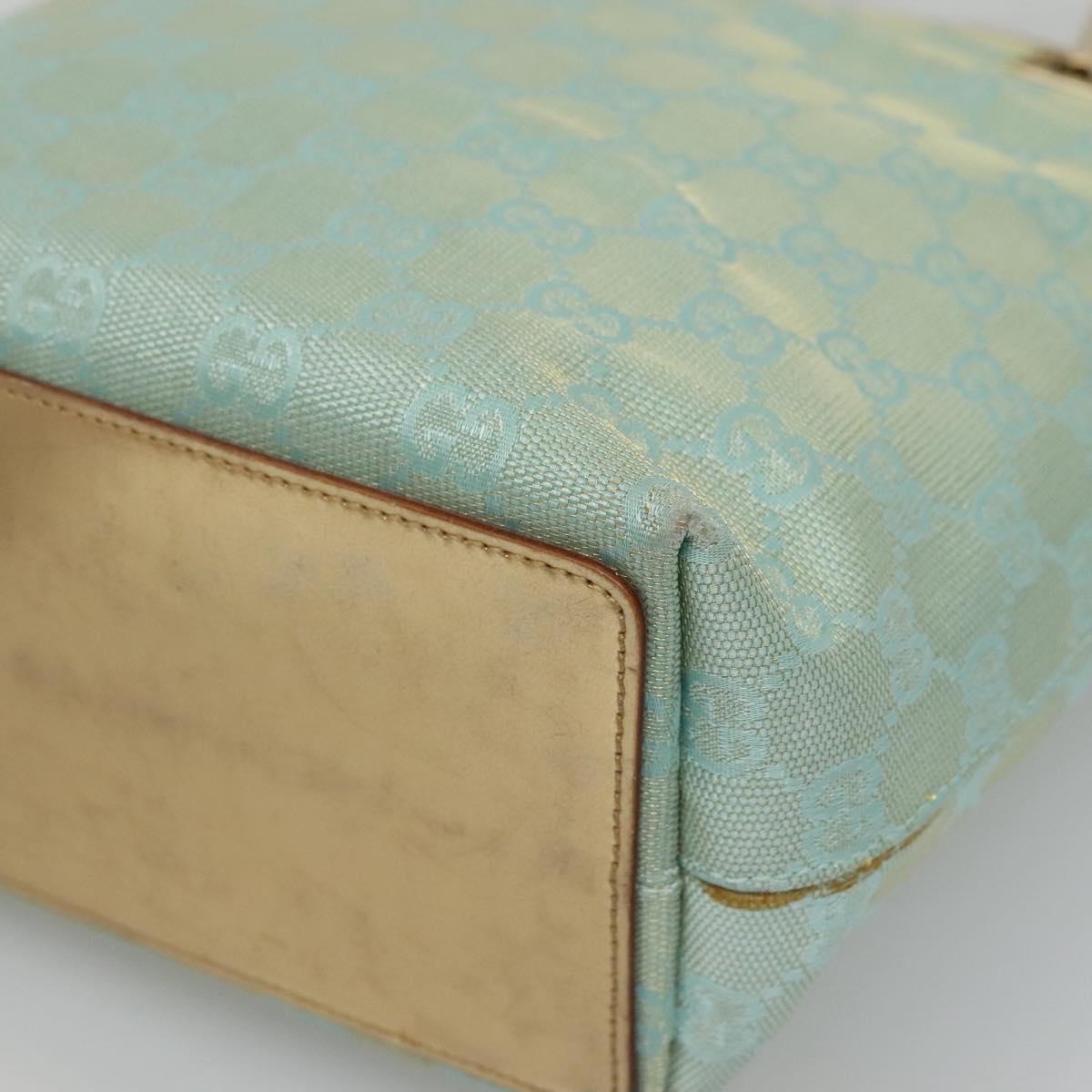 GUCCI GG Canvas Tote Bag Light Blue Gold 002 1099 Auth BA3043