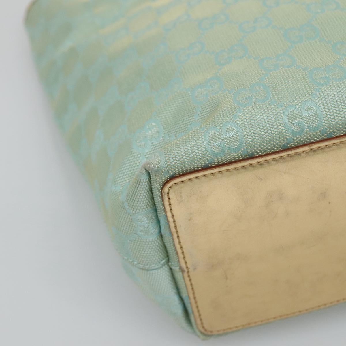 GUCCI GG Canvas Tote Bag Light Blue Gold 002 1099 Auth BA3043