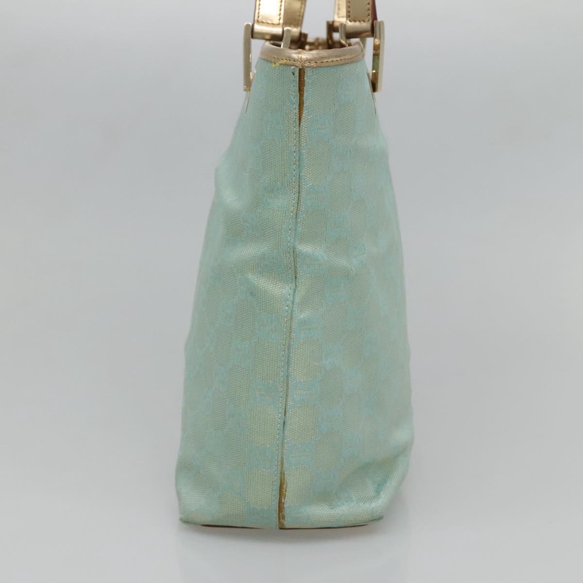 GUCCI GG Canvas Tote Bag Light Blue Gold 002 1099 Auth BA3043