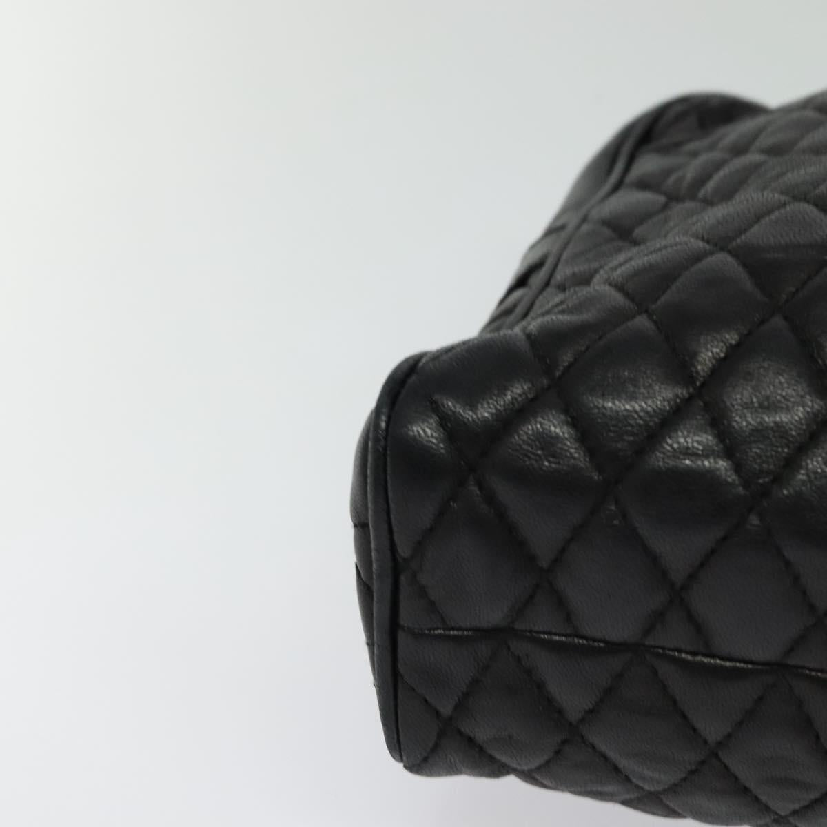 BALLY Chain Quilted Shoulder Bag Leather Black Gold Auth BA3081