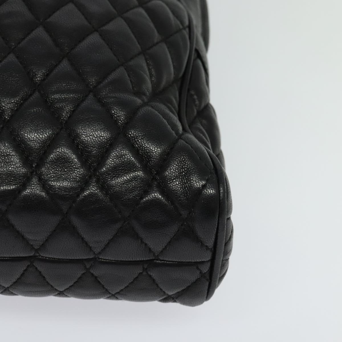 BALLY Chain Quilted Shoulder Bag Leather Black Gold Auth BA3081