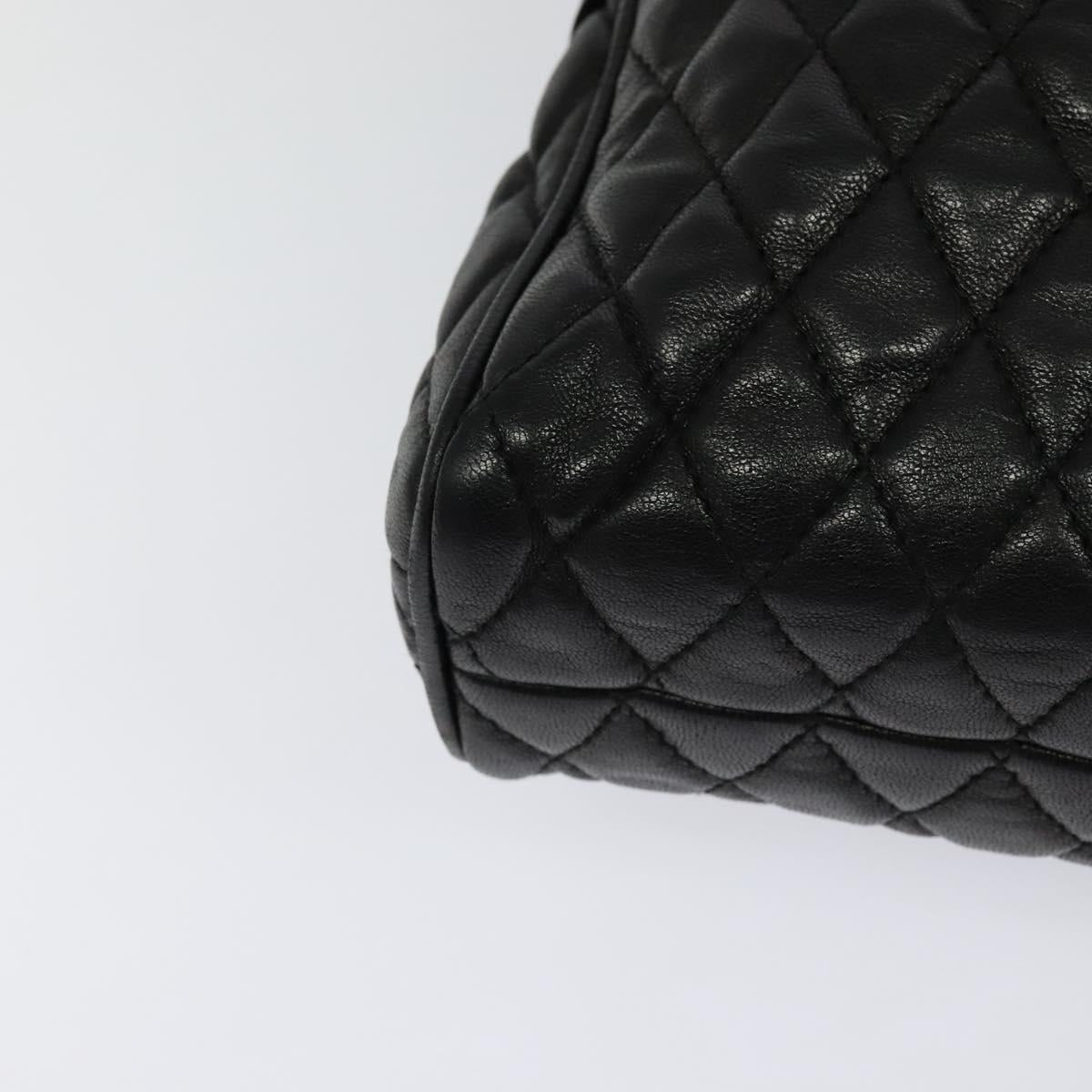 BALLY Chain Quilted Shoulder Bag Leather Black Gold Auth BA3081