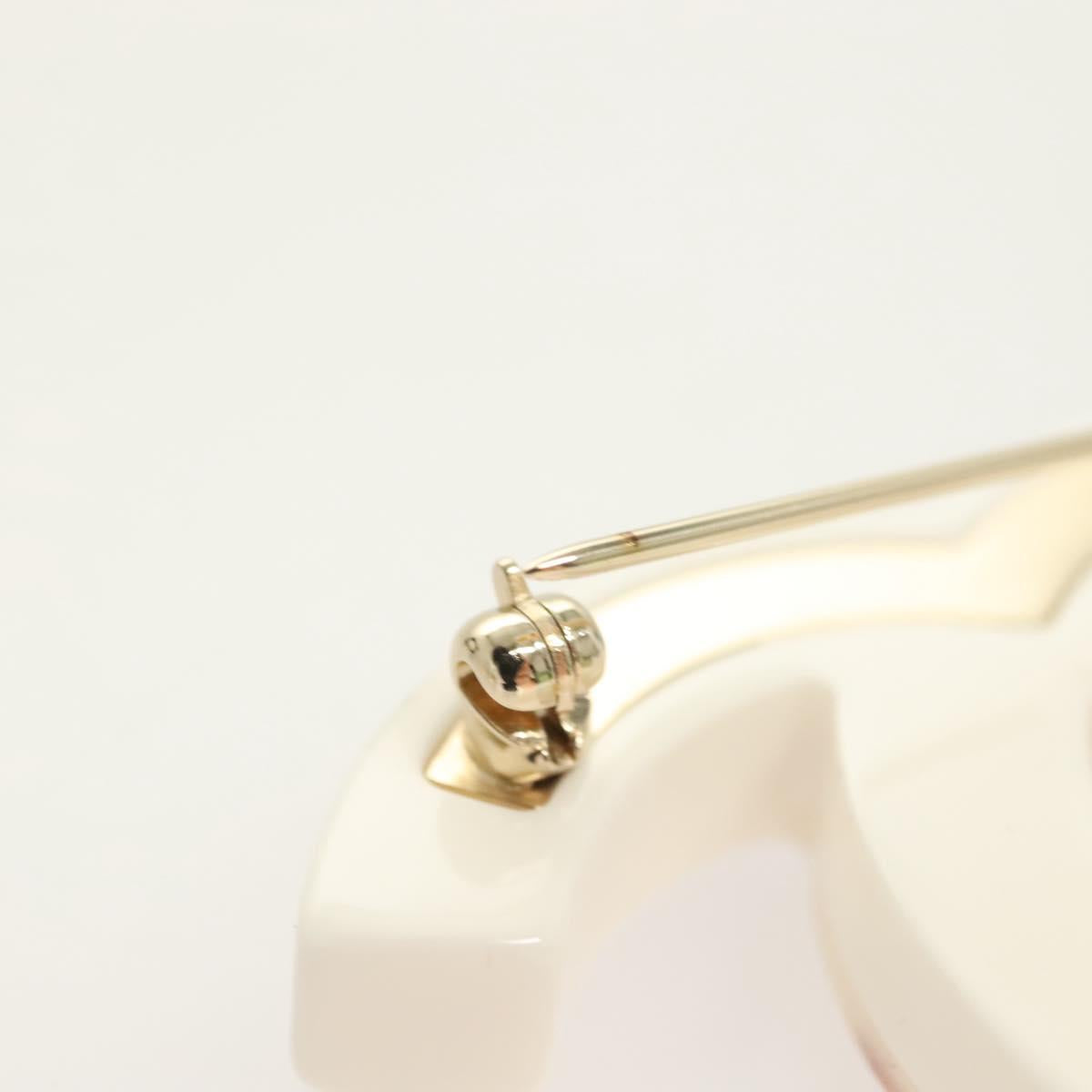 CHANEL COCO Mark Rhinestone Brooch plastic White CC Auth BA3099