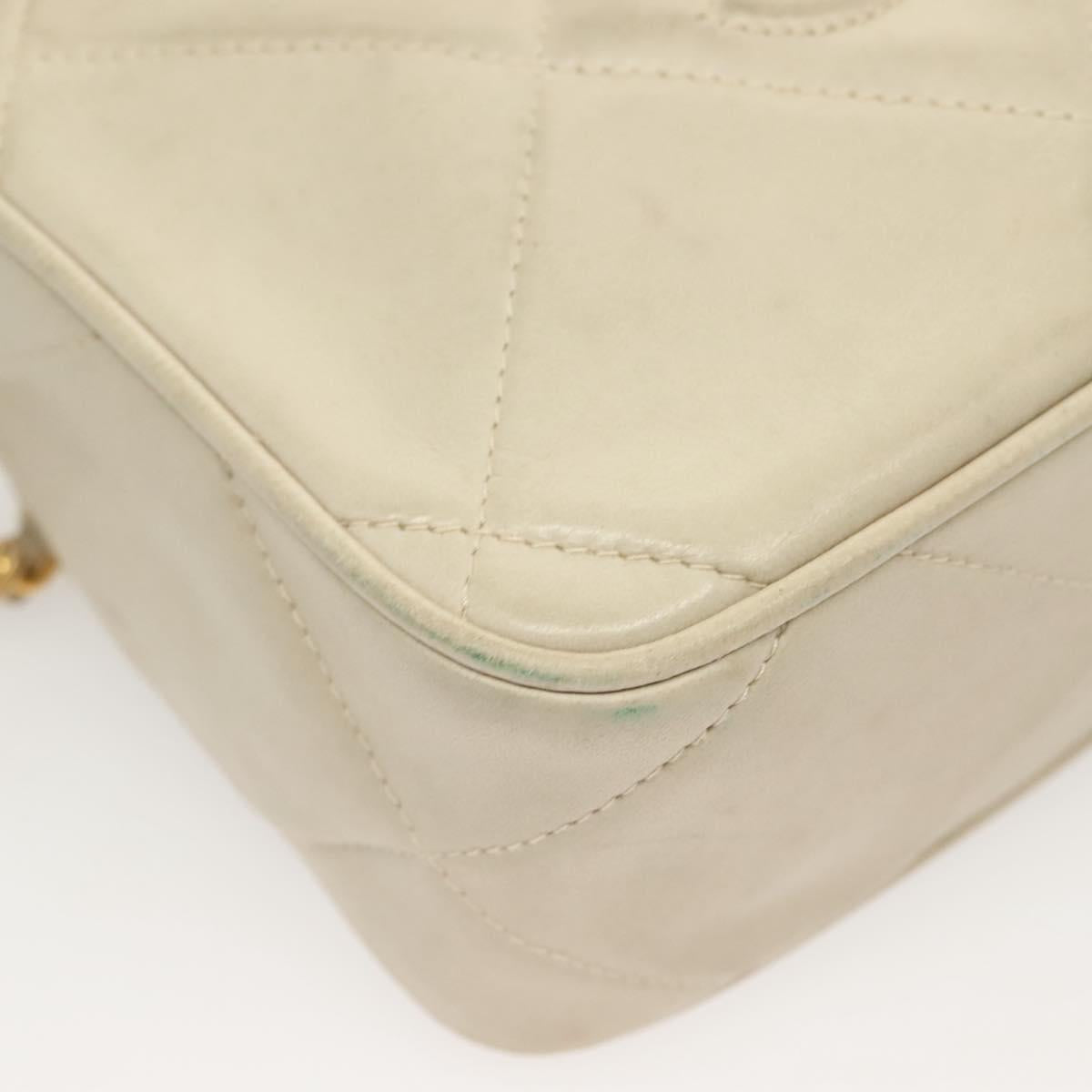 CHANEL Matelasse COCO Mark Chain Bag Lamb Skin Beige Gold CC Auth BA3101