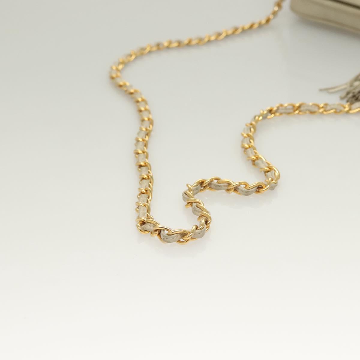 CHANEL Matelasse COCO Mark Chain Bag Lamb Skin Beige Gold CC Auth BA3101