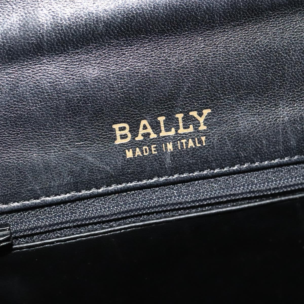 BALLY Quilted Hand Bag Leather Black Gold Auth BA3112