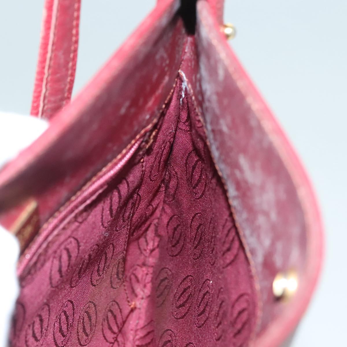 CARTIER Must Line Shoulder Bag Leather Bordeaux Gold Auth BA3142