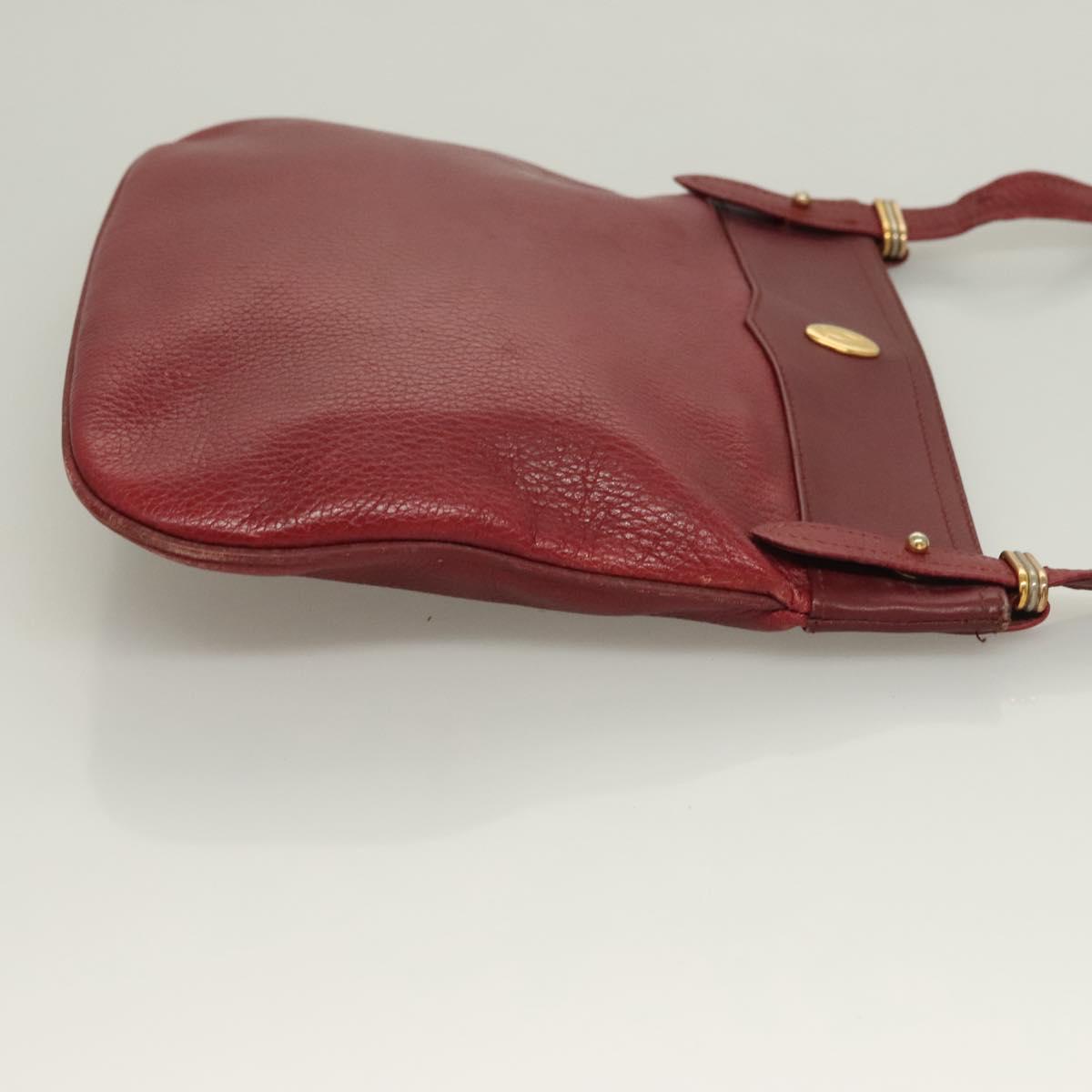 CARTIER Must Line Shoulder Bag Leather Bordeaux Gold Auth BA3142