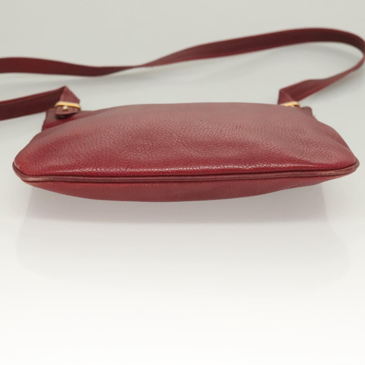 CARTIER Must Line Shoulder Bag Leather Bordeaux Gold Auth BA3142
