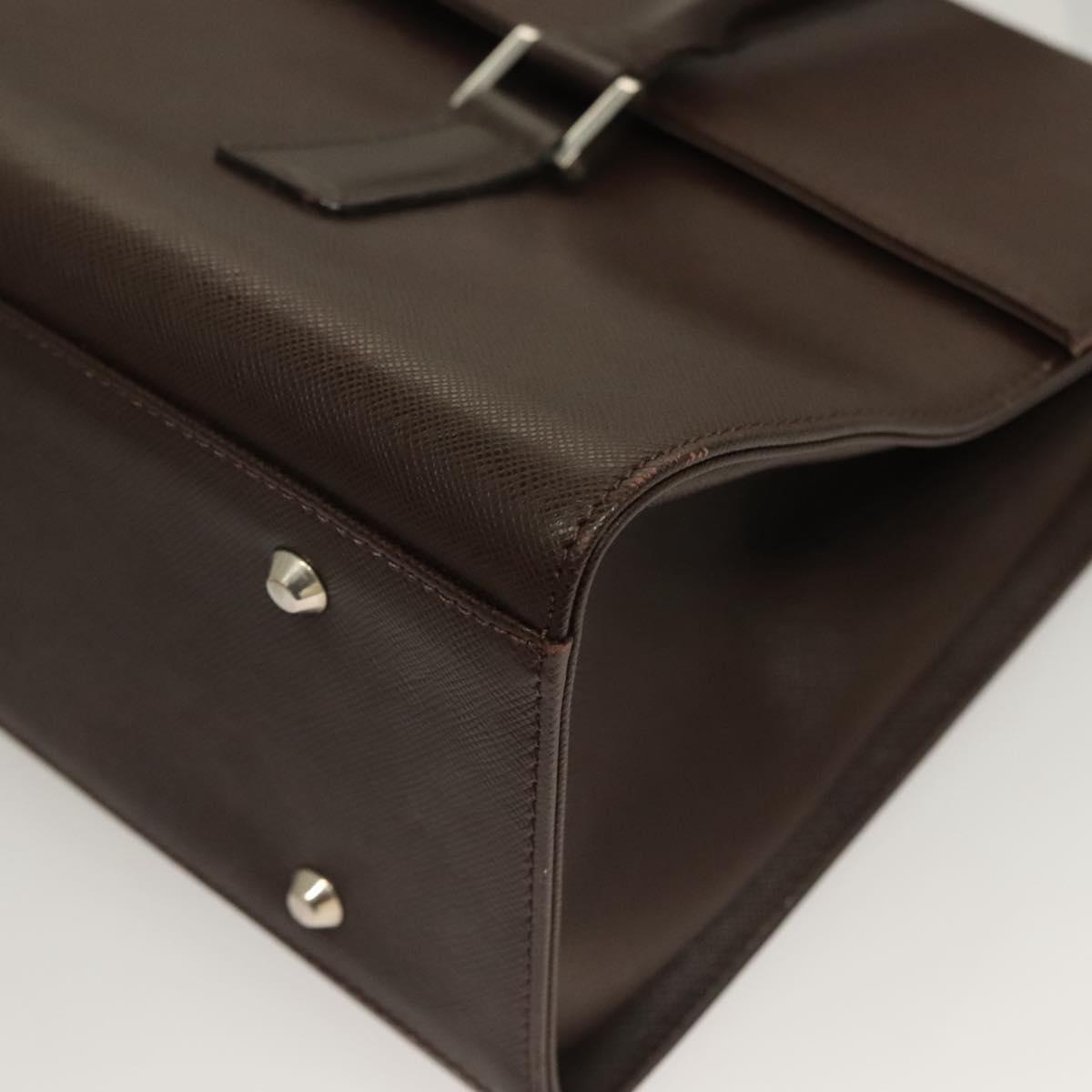 BURBERRY Hand Bag Leather Silver Brown Auth BA3148