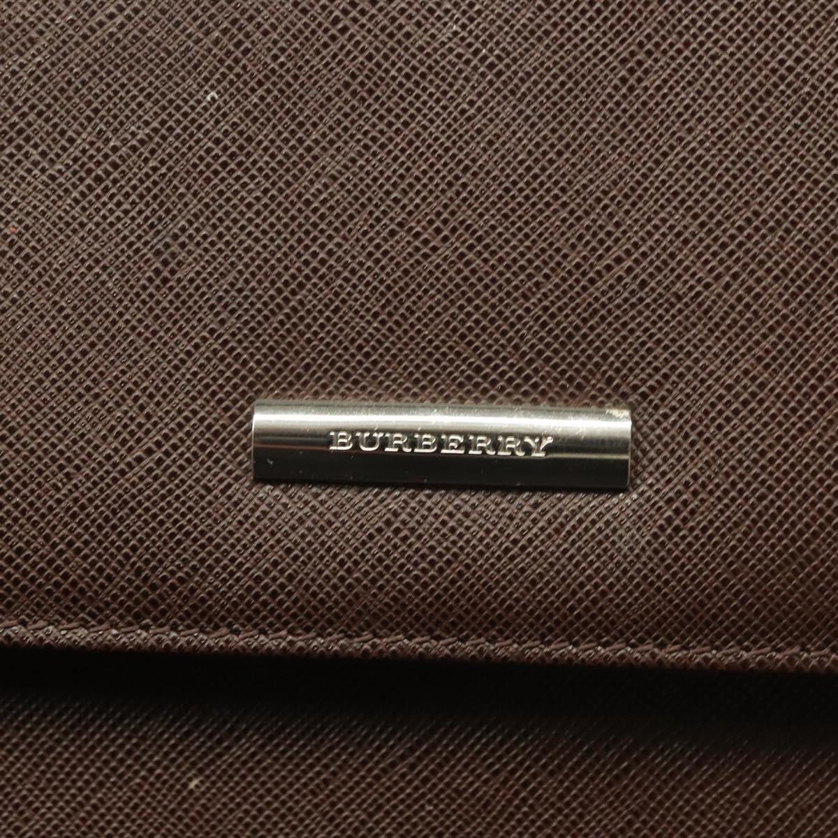 BURBERRY Hand Bag Leather Silver Brown Auth BA3148