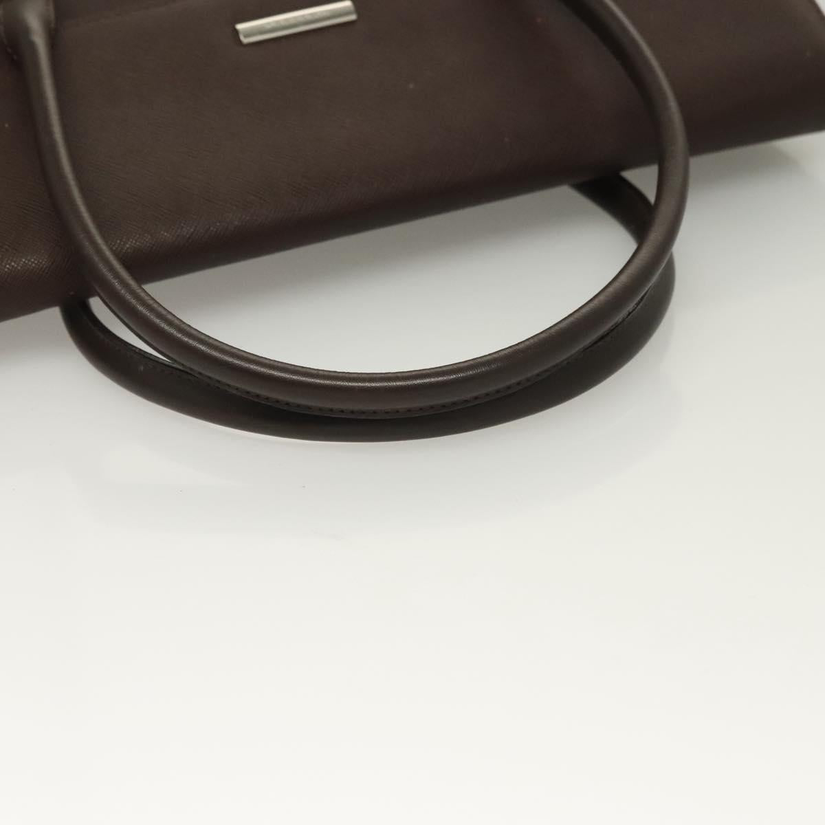 BURBERRY Hand Bag Leather Silver Brown Auth BA3148