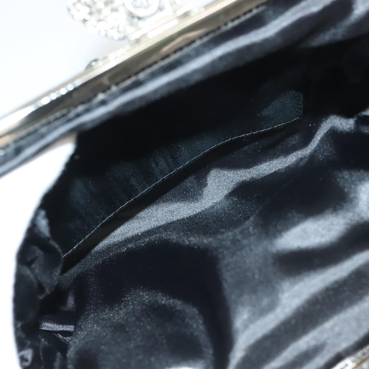 BALLY Rhinestone Chain Shoulder Bag Leather Black Silver Auth BA3151