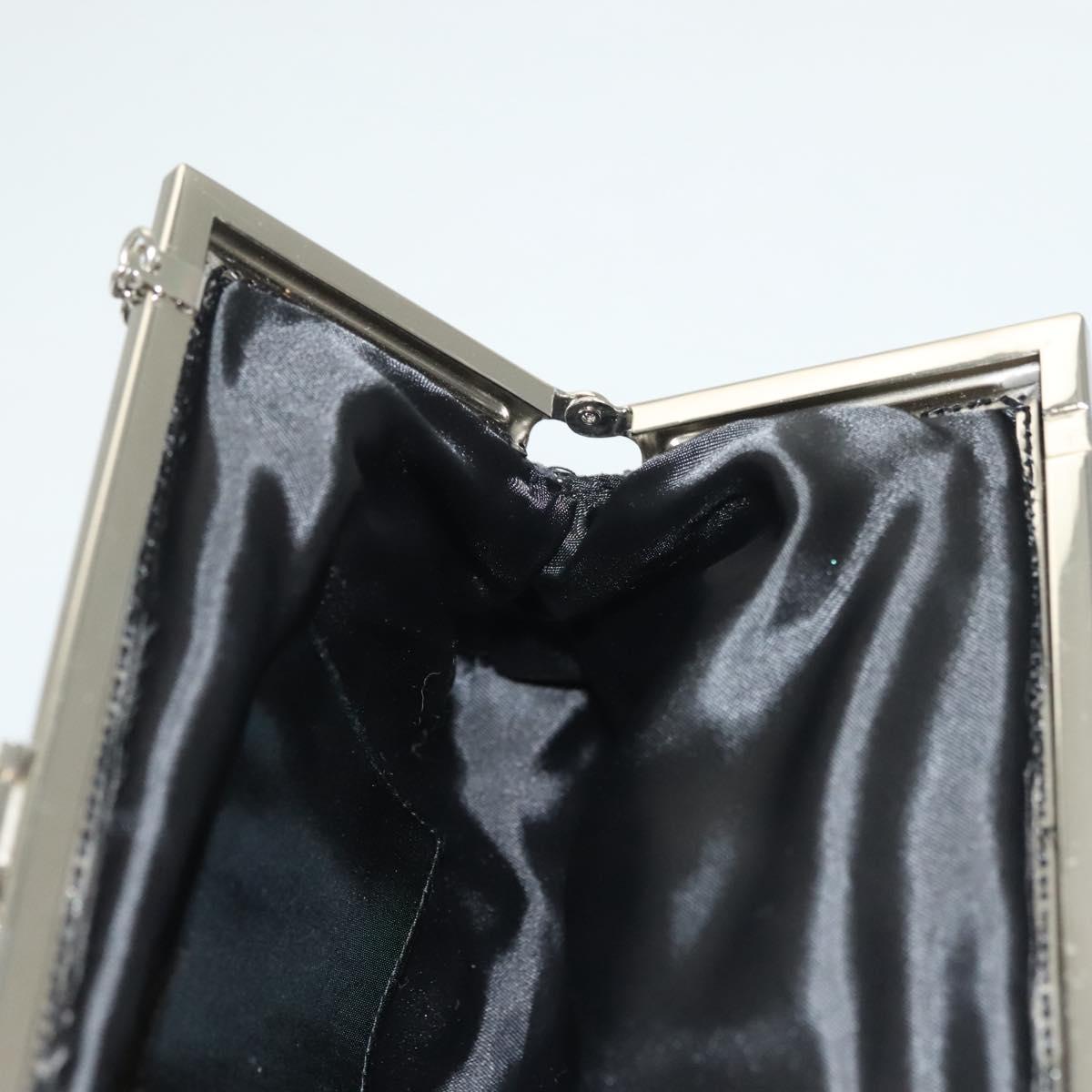 BALLY Rhinestone Chain Shoulder Bag Leather Black Silver Auth BA3151