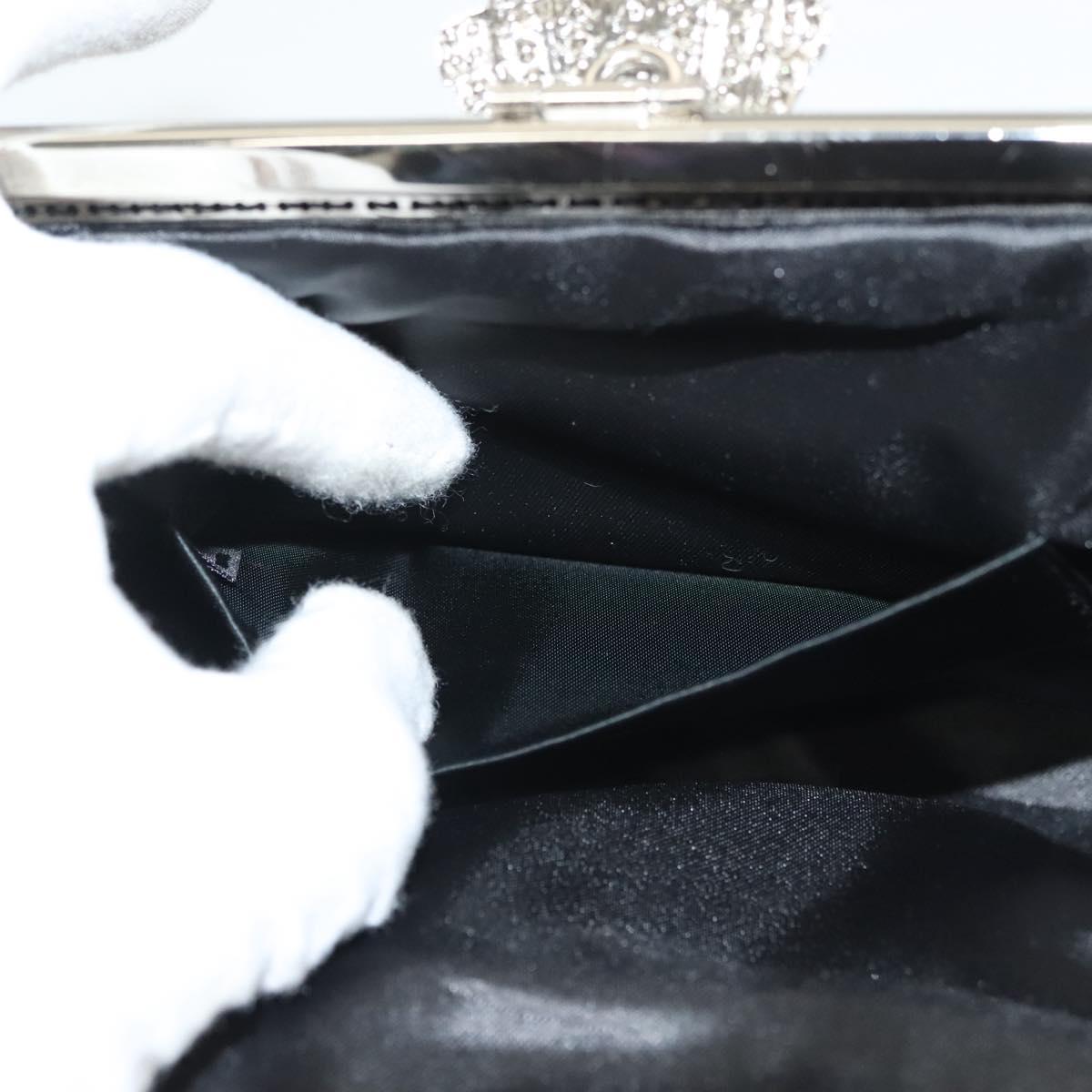 BALLY Rhinestone Chain Shoulder Bag Leather Black Silver Auth BA3151